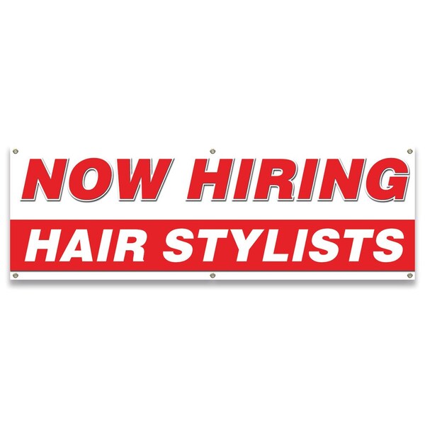 Now Hiring Hair Stylists Banner Apply Inside Accepting Application Single Sided